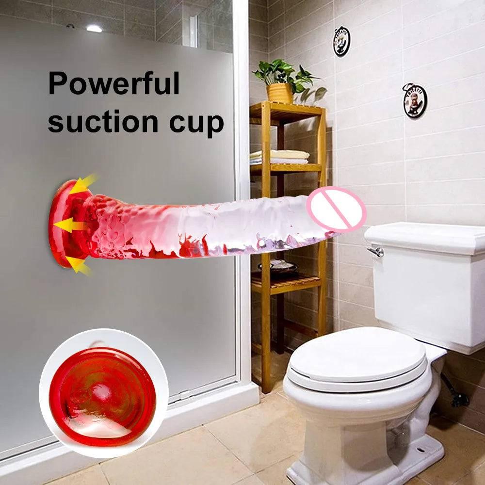 Crystal Jelly Huge Dildo - Realistic Design for Couples & Solo Play - Passion Pulse Adult