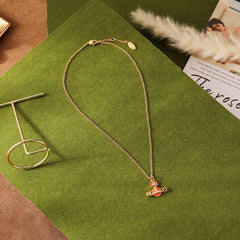 Zircon Saturn Brooch Collarbone Necklace - Passion Pulse Adult