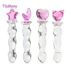 Cute Pink Smooth Crystal Glass Anal Plug Vaginal Anal Beads Dildos Plug Massage Masturbation Adult Sex Toys For WomenMen - Passion Pulse Adult