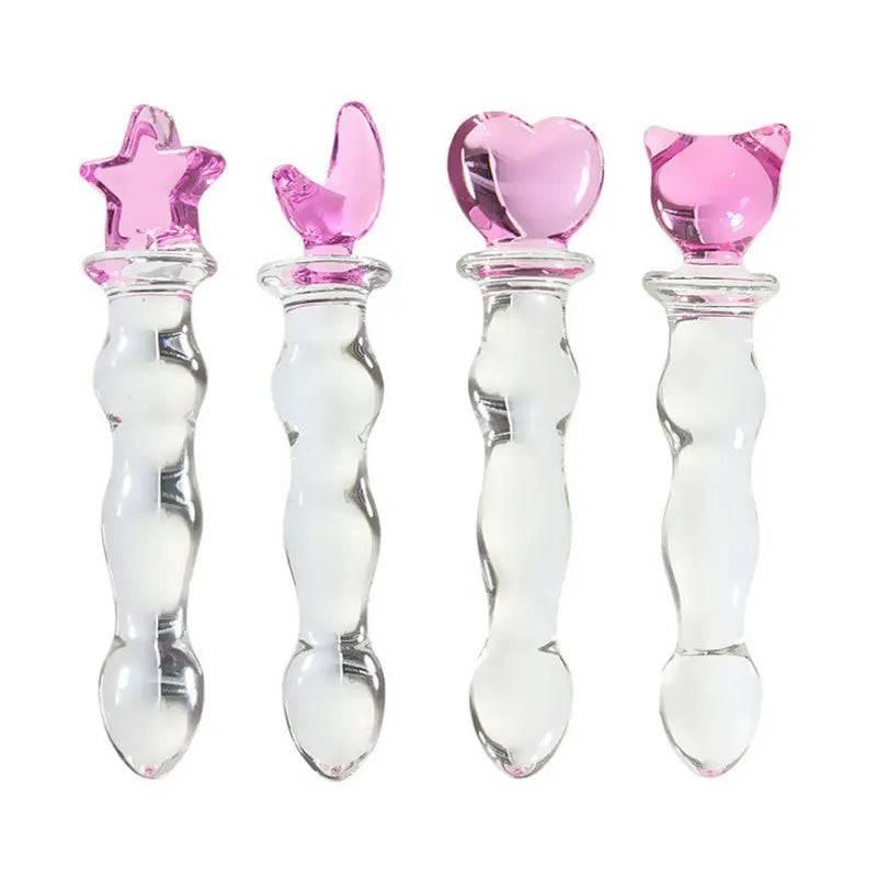 Cute Pink Smooth Crystal Glass Anal Plug Vaginal Anal Beads Dildos Plug Massage Masturbation Adult Sex Toys For WomenMen - Passion Pulse Adult