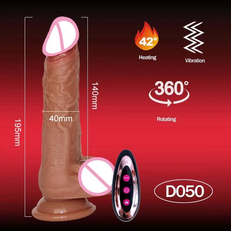 Realistic Telescopic Vibrator – Heated Thrusting Dildo & Anal Plug for Women - Passion Pulse Adult