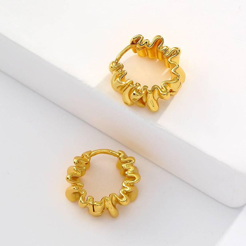 Asymmetrical Pleated Earrings - Passion Pulse Adult