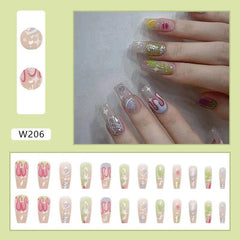Camellia and Pearl Accents Elegant Press-On Nail Set Wearing - Passion Pulse Adult