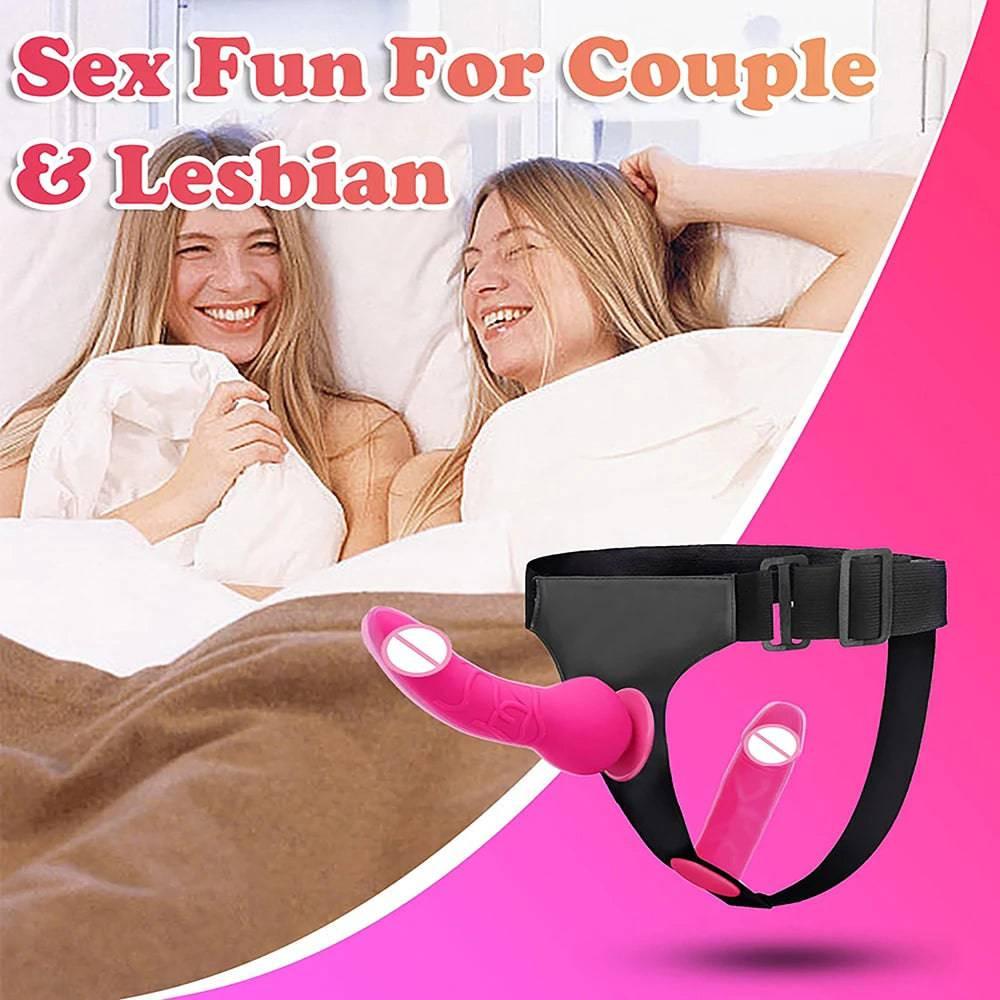 Double Strap On Dildo Female belt with Penis Sexual Harness women waist Adult toys Anal penetration Sex Toys For Lesbian Orgasm - Passion Pulse Adult