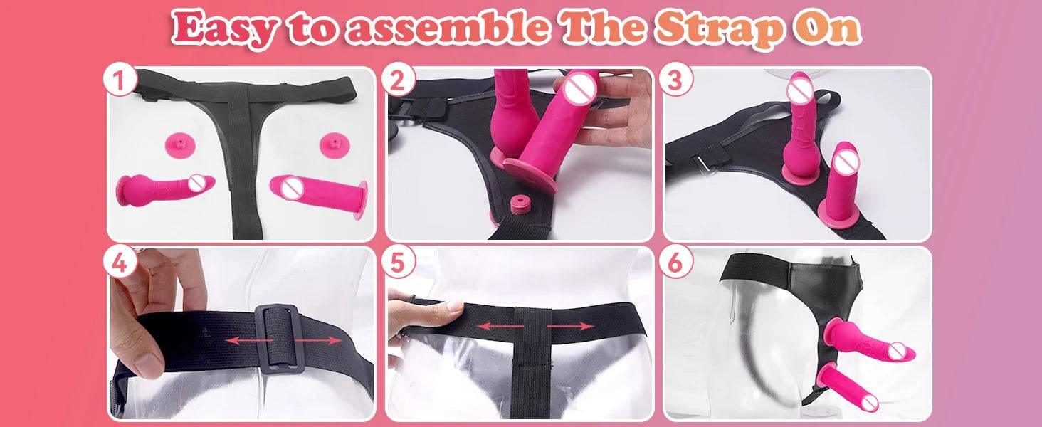 Double Strap On Dildo Female belt with Penis Sexual Harness women waist Adult toys Anal penetration Sex Toys For Lesbian Orgasm - Passion Pulse Adult