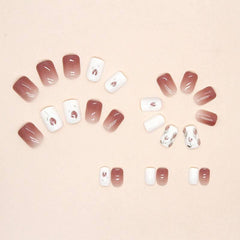 Elegant Floral Design Press-On Nail Set Wearing Short Flowers - Passion Pulse Adult
