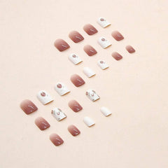 Elegant Floral Design Press-On Nail Set Wearing Short Flowers - Passion Pulse Adult