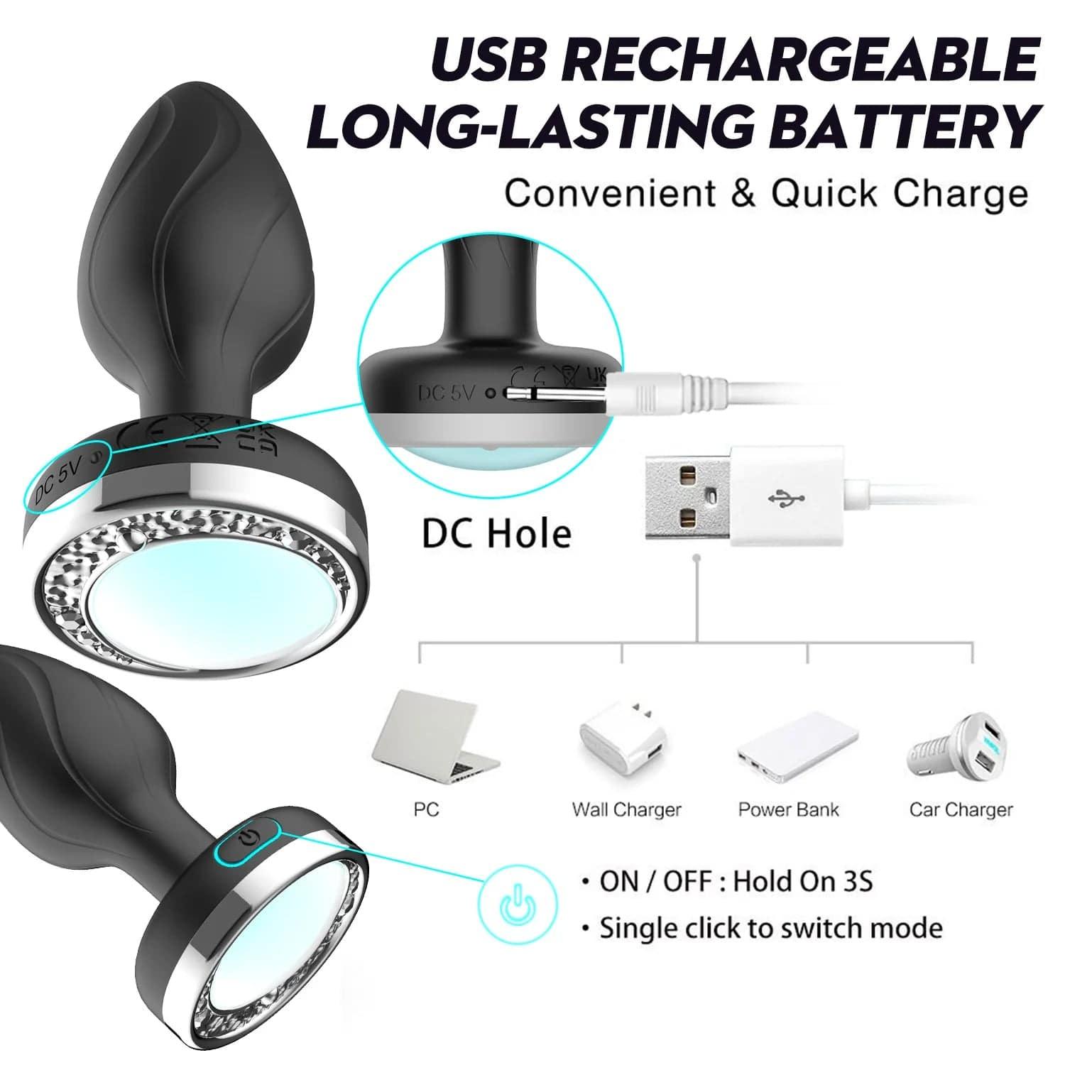 LumiVibe - Vibrating Light-Up Remote Control Plug - Passion Pulse Adult