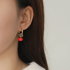Persimmon Ruyi New Chinese Style Earrings - Passion Pulse Adult