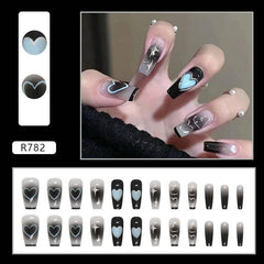 Silver Heart Shaped Star Fake Nails - Passion Pulse Adult