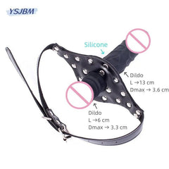 Double-Head Realistic Dildo Plug with Fetish Slave BDSM Bondage | Open Mouth Gags & Oral Restraints | Sex Toy for Couples & Lesbians - Passion Pulse Adult