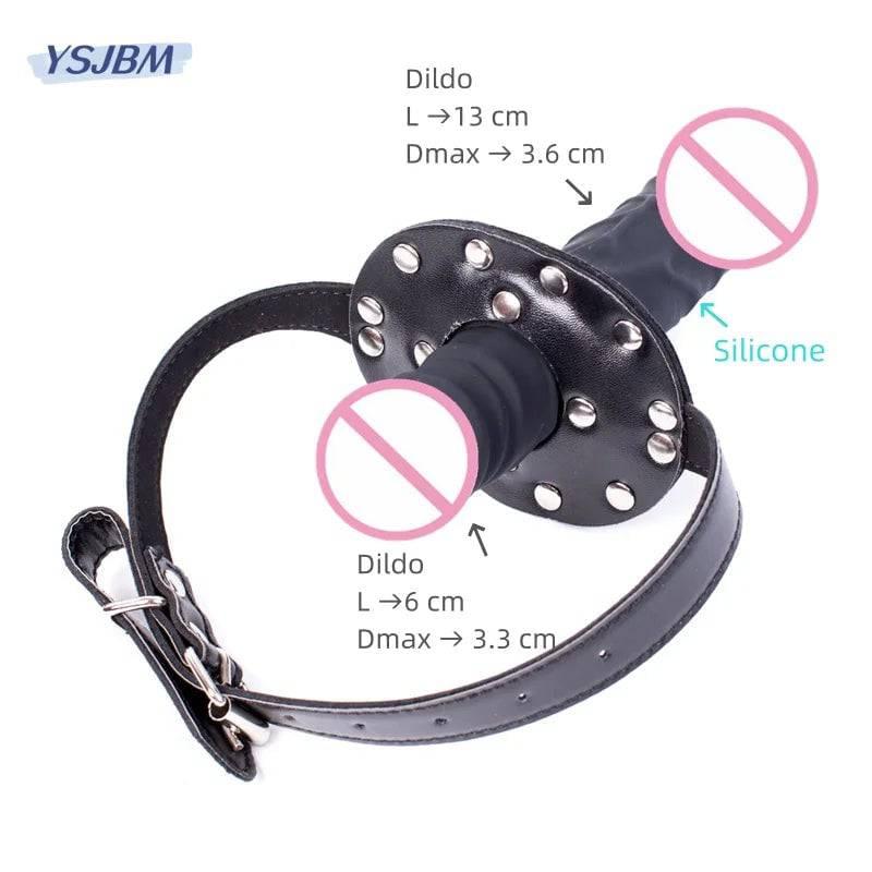 Double-Head Realistic Dildo Plug with Fetish Slave BDSM Bondage | Open Mouth Gags & Oral Restraints | Sex Toy for Couples & Lesbians - Passion Pulse Adult