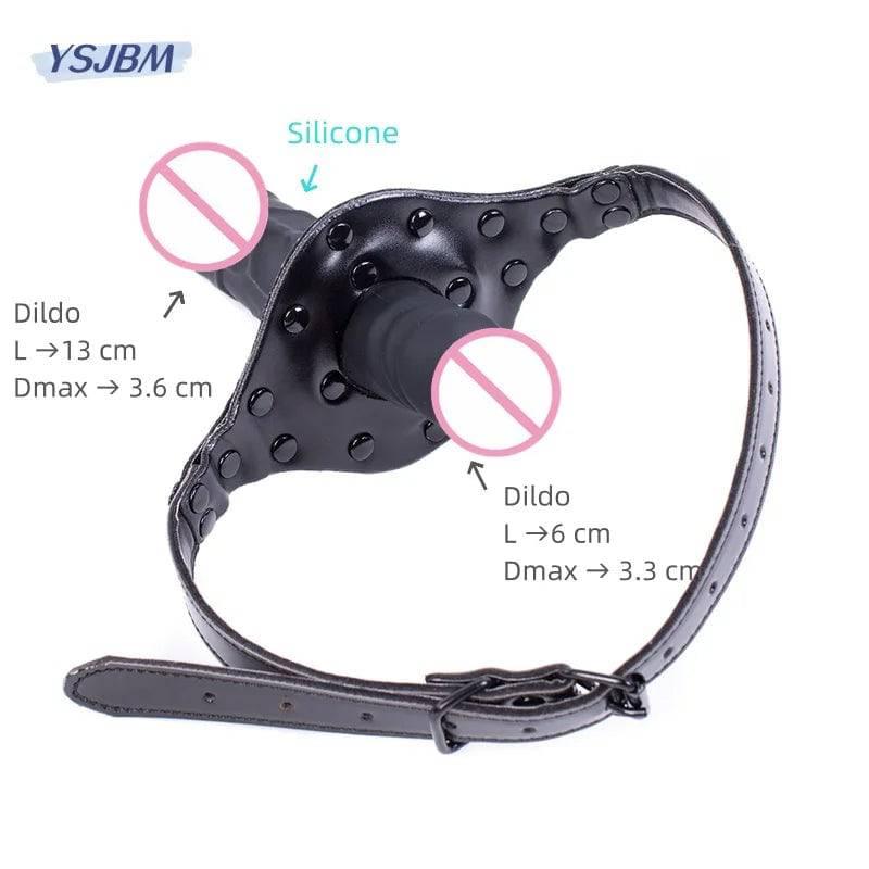 Double-Head Realistic Dildo Plug with Fetish Slave BDSM Bondage | Open Mouth Gags & Oral Restraints | Sex Toy for Couples & Lesbians - Passion Pulse Adult