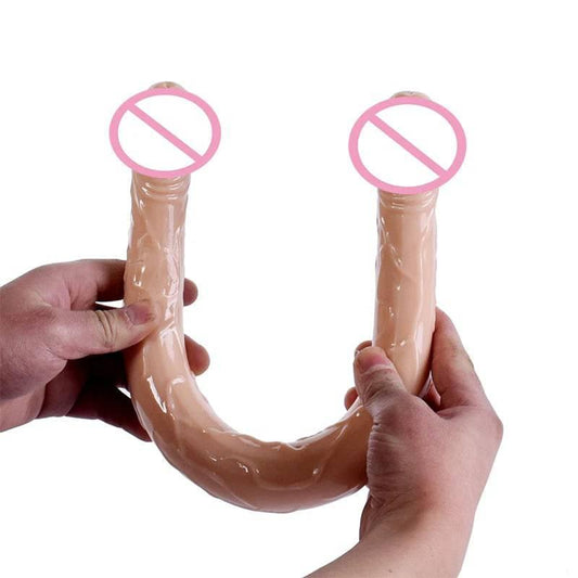 44cm Soft Jelly Dildo Double Long Realistic Cock Lesbian Vaginal Anal Plug Flexible Fake Penis For Women Dildos Sex Toys - Passion Pulse Adult