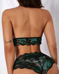 Women's sexy lingerie two-color lace three-point big breast bra two-piece set - Passion Pulse Adult