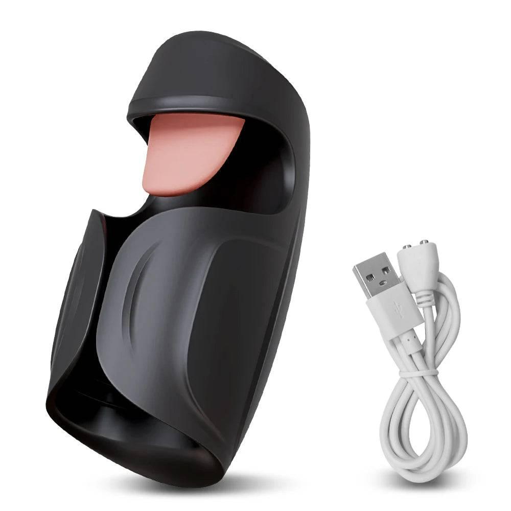 2-in-1 Tongue Licking & Tapping Vibrating Masturbator - Passion Pulse Adult