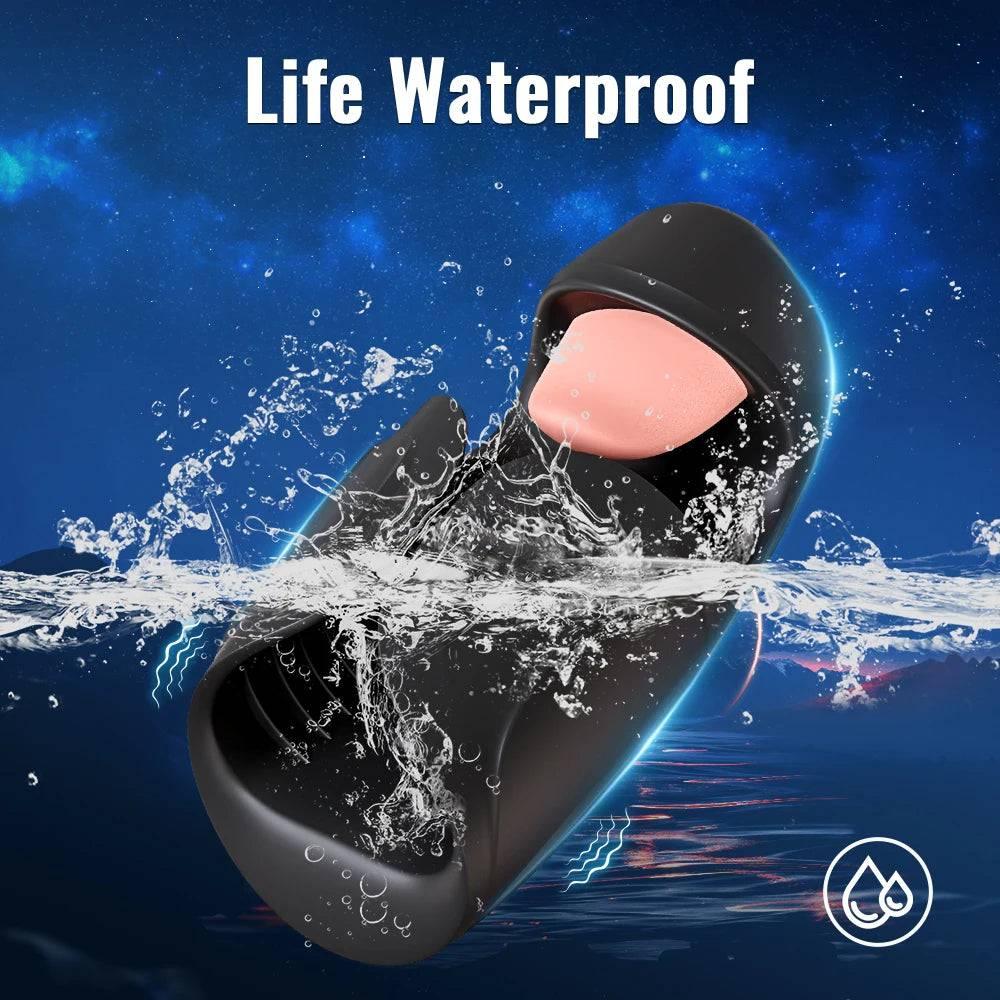 2-in-1 Tongue Licking & Tapping Vibrating Masturbator - Passion Pulse Adult