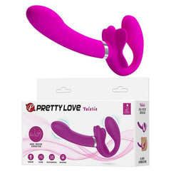 Pretty Love 12-Speed Strap-On Vibrator | Double Penetration Dildo for Lesbian Couples & Women - Passion Pulse Adult