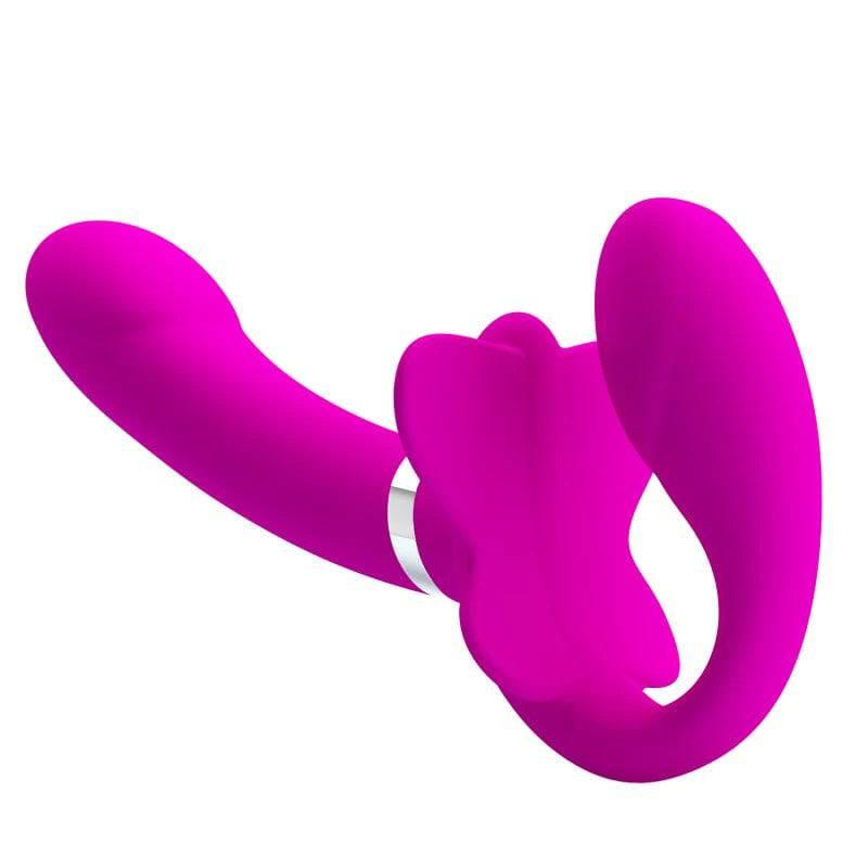 Pretty Love 12-Speed Strap-On Vibrator | Double Penetration Dildo for Lesbian Couples & Women - Passion Pulse Adult