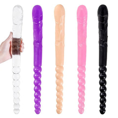 370mm Extra Long Soft Double Head Dildo Toy For Adult Flexible Jelly Vagina Anal Women Gay Lesbian Ended Dong Penis Artificial - Passion Pulse Adult