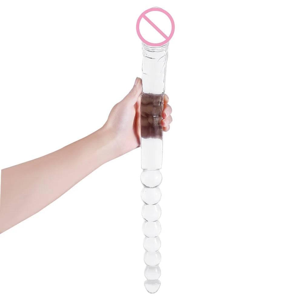 370mm Extra Long Soft Double Head Dildo Toy For Adult Flexible Jelly Vagina Anal Women Gay Lesbian Ended Dong Penis Artificial - Passion Pulse Adult