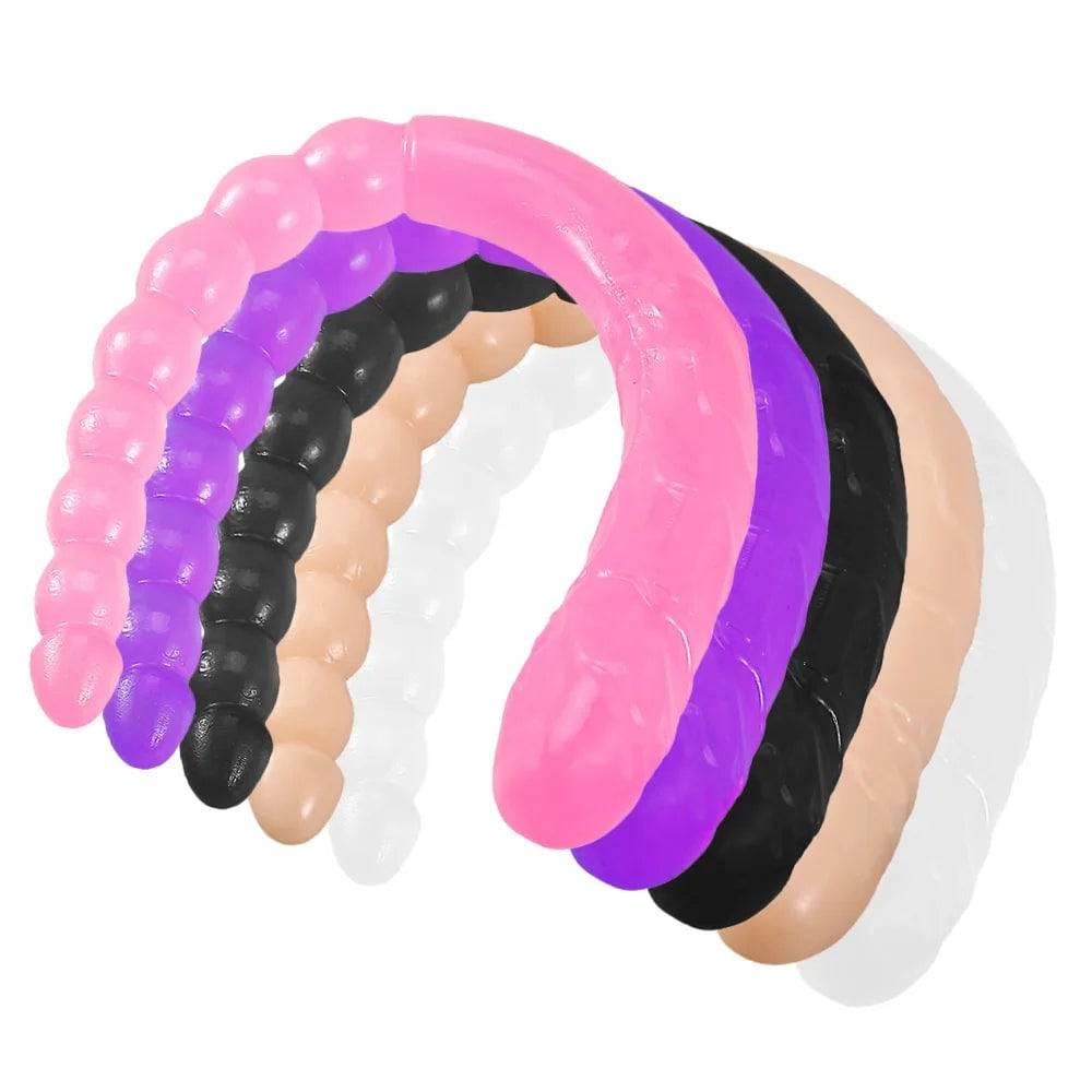 370mm Extra Long Soft Double Head Dildo Toy For Adult Flexible Jelly Vagina Anal Women Gay Lesbian Ended Dong Penis Artificial - Passion Pulse Adult