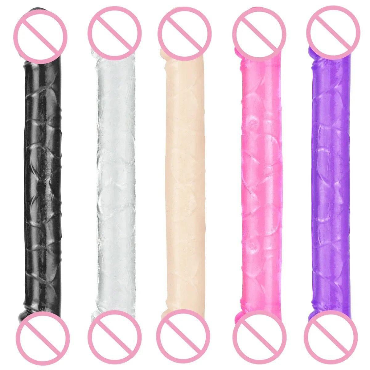 Double Head Dildo Long Jelly Realistic Dildo Double Ended Dildo Flexible Penis for Women Masturbator Sex Toys for Lesbian - Passion Pulse Adult