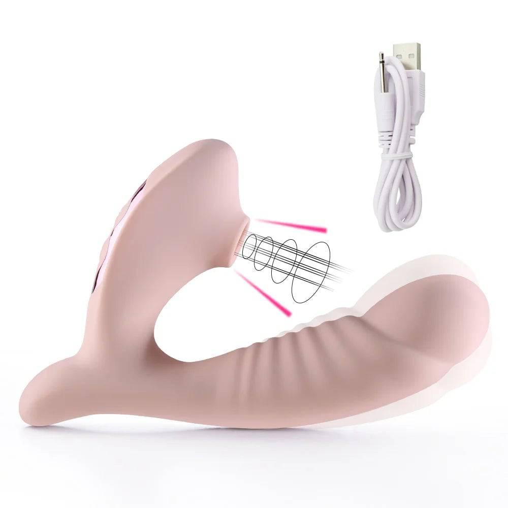 G-Spot Dildo Vibrator – Clit Sucker with 9 Oral Sucking Modes - Passion Pulse Adult