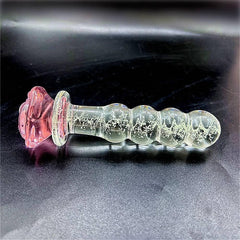 Luminous Pink Rose Glass Anal Plug – Elegant Anal Toy for Women & Men - Passion Pulse Adult