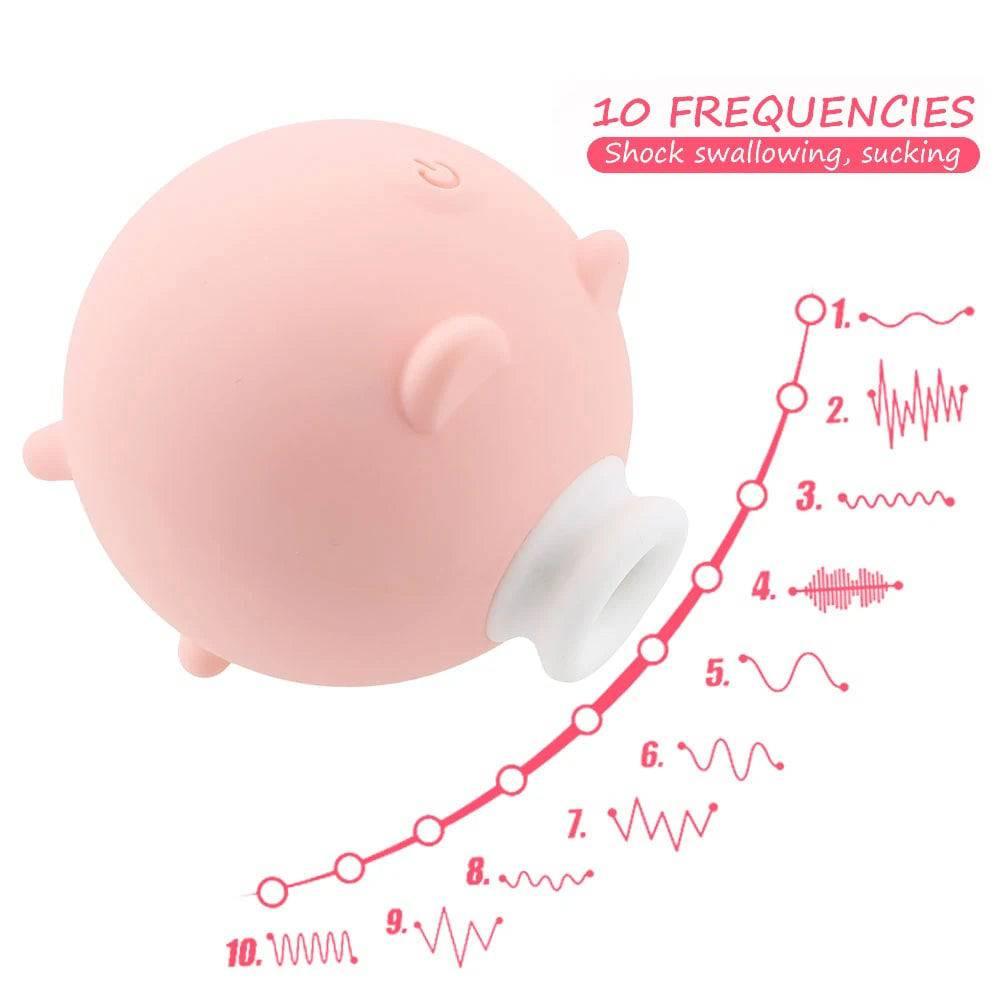 Cute Pig Vibrator – 10-Mode Female Masturbator & Clitoral Sucker - Passion Pulse Adult