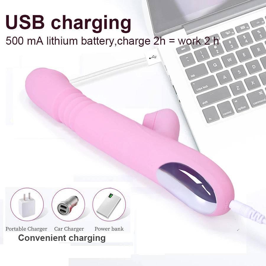 Heating Dildo Vibrator with Clitoral Suction & G-Spot Rotation – Ultimate Pleasure Massager for Women - Passion Pulse Adult