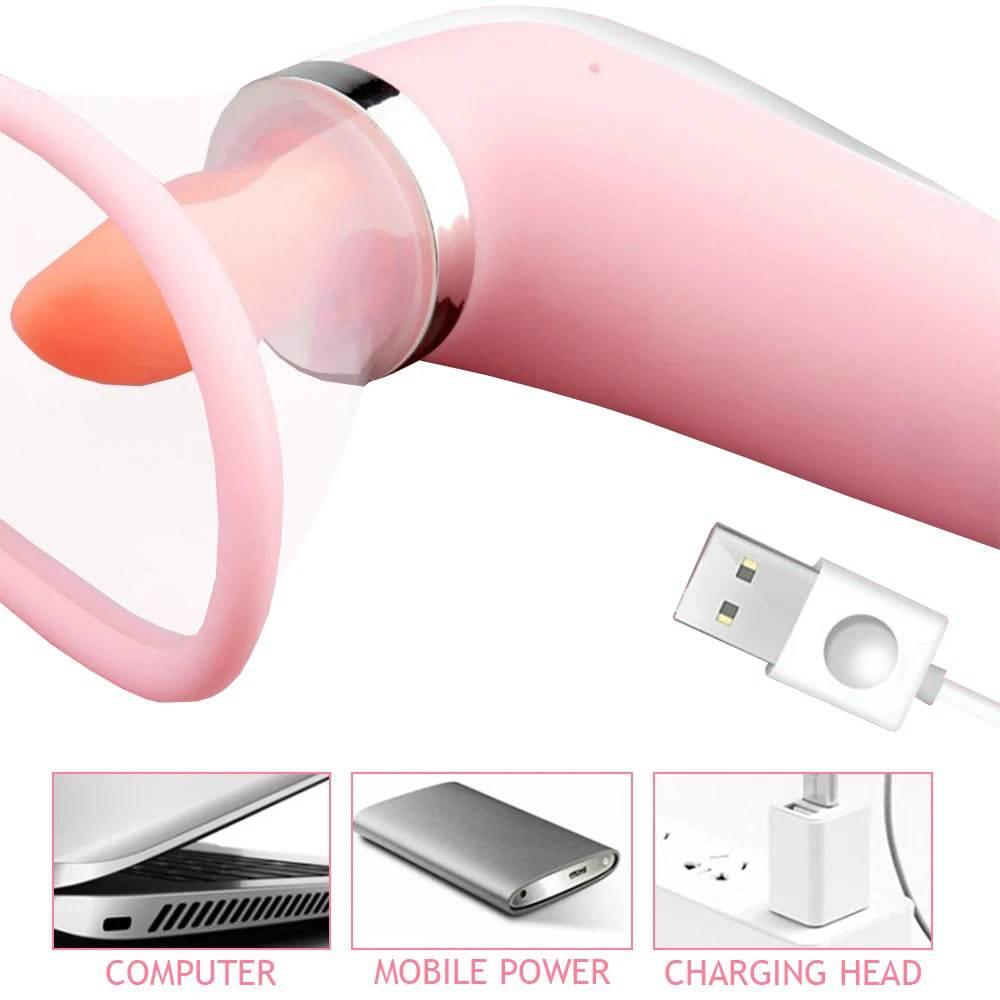 PASSION PULSE ADULT Heating Dildo with Licking & Clitoris Sucker - Passion Pulse Adult