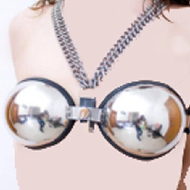 Stainless Steel Bondage Ball Helmet Restraint | Lockable Hood with Handcuffs & Chains | BDSM Slave Hood for Men & Women - Passion Pulse Adult