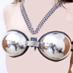 Stainless Steel Bondage Ball Helmet Restraint | Lockable Hood with Handcuffs & Chains | BDSM Slave Hood for Men & Women - Passion Pulse Adult