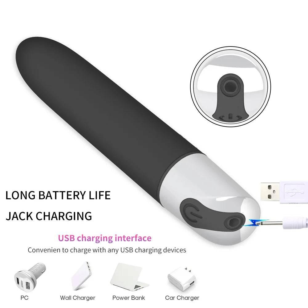USB Charge Powerful Bullet Vibrator: Clitoral Stimulator for Women - Passion Pulse Adult