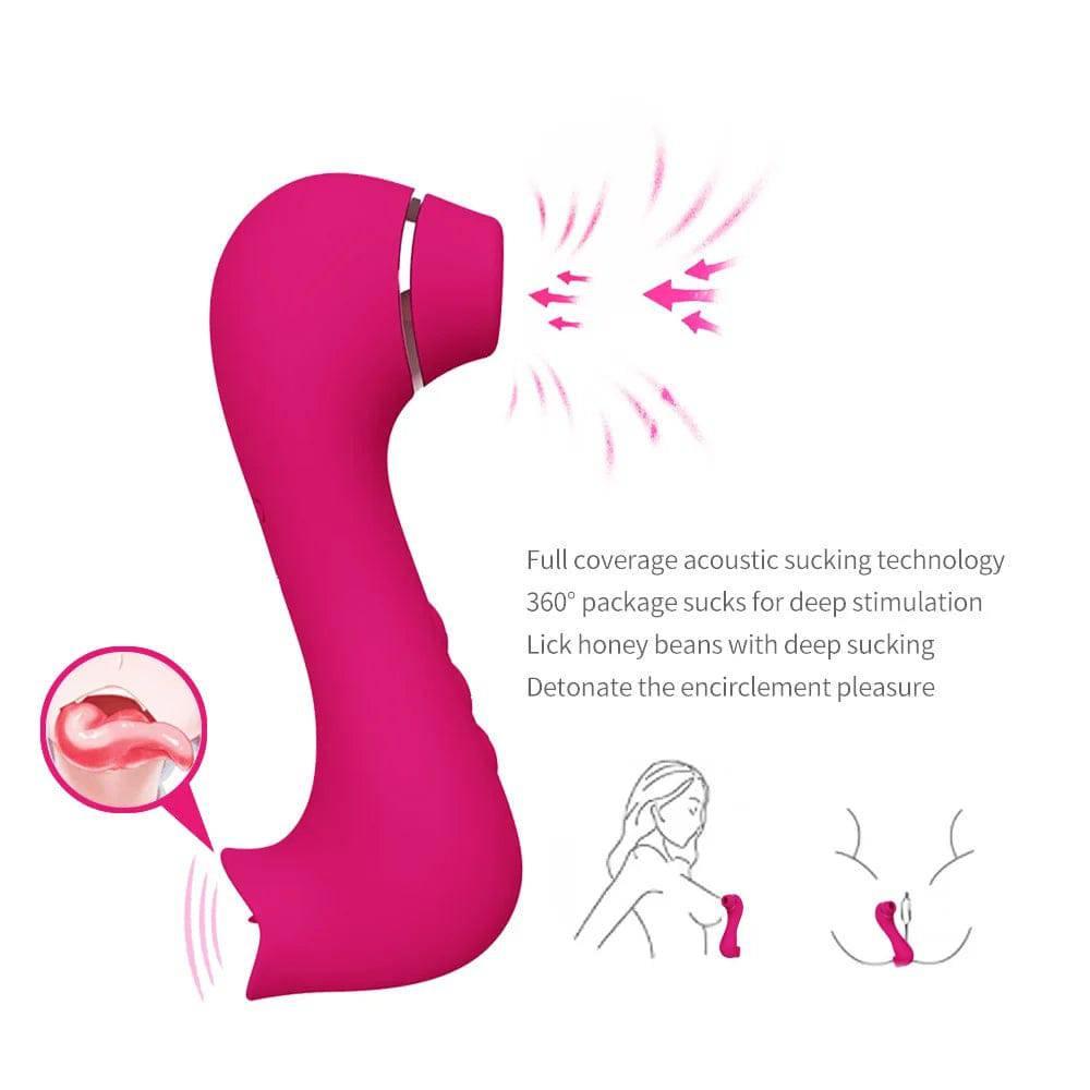 Sucking tongue licking G-spot patting double head vibrator - Passion Pulse Adult