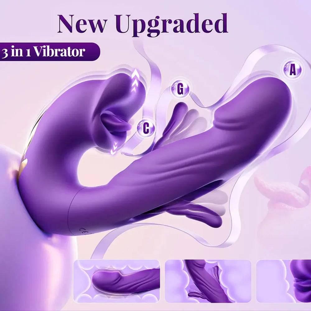 3-in-1 Tongue Licking & Flapping G-Spot Vibrator - Passion Pulse Adult