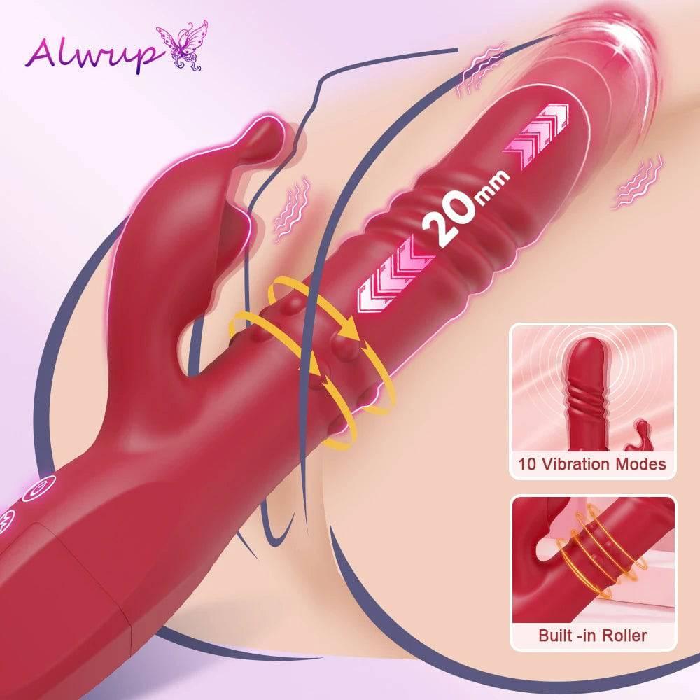 Powerful Rabbit Vibrator – G-Spot & Clitoral Stimulation with Telescopic Rotating Motion - Passion Pulse Adult