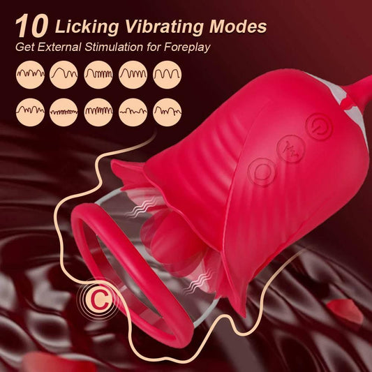 Tongue-Licking Vibrator & Breast Massager – Nipple and Vaginal Stimulator for Women - Passion Pulse Adult