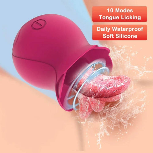 Rose Clit Sucker & G-Spot Vibrator: Tongue Licking Masturbator - Passion Pulse Adult