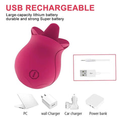 Rose Clit Sucker & G-Spot Vibrator: Tongue Licking Masturbator - Passion Pulse Adult