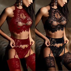 Sexy Suspender Three-Piece Set - Passion Pulse Adult