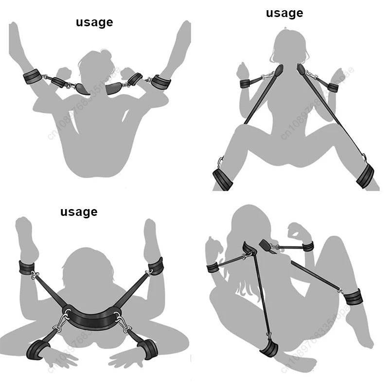 BDSM Bondage Set for Couples – Handcuffs & Ankle Restraints for Adult Play - Passion Pulse Adult