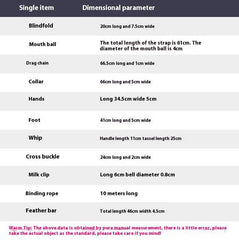 SM 11-Piece Set: Rope, Handcuffs, Nipple Clamps, Ball Gag - Passion Pulse Adult