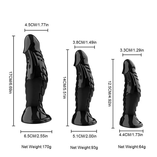 Realistic Ribbed Monster Dildo – TPR Suction Cup Dildo for Anal and Vaginal Play - Passion Pulse Adult