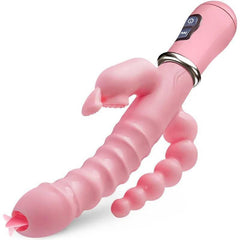 LicklIp 3-in-1 Rabbit Vibrator – Dildo with Tongue-Licking & Dual Rod Stimulation - Passion Pulse Adult