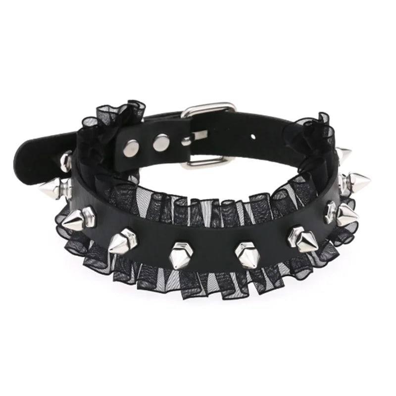 Harajuku Punk Rock Rivet Goth Choker | PU Leather Collar with Heart, Cross & Spikes | Hip Hop Bondage Jewelry for Women - Passion Pulse Adult
