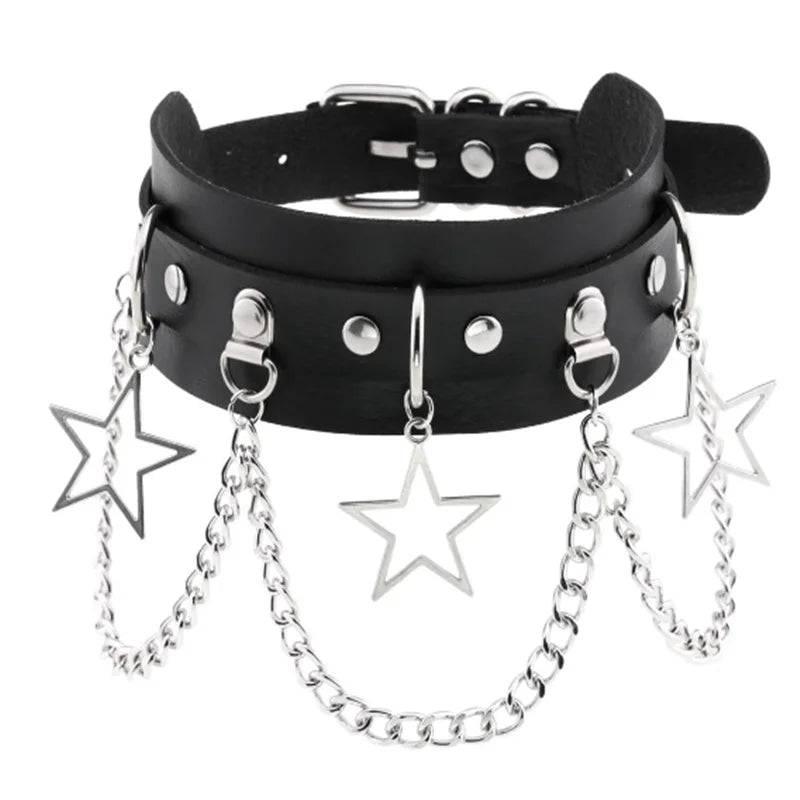 Harajuku Punk Rock Rivet Goth Choker | PU Leather Collar with Heart, Cross & Spikes | Hip Hop Bondage Jewelry for Women - Passion Pulse Adult