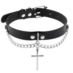 Harajuku Punk Rock Rivet Goth Choker | PU Leather Collar with Heart, Cross & Spikes | Hip Hop Bondage Jewelry for Women - Passion Pulse Adult
