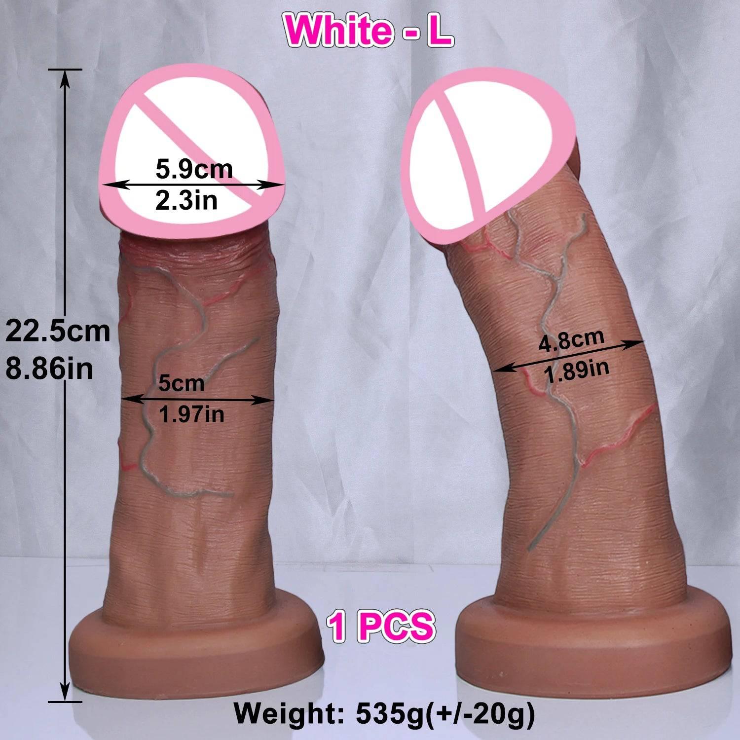 Huge Soft Realistic Dildo with Suction Cup - Double-Layer Design - Passion Pulse Adult